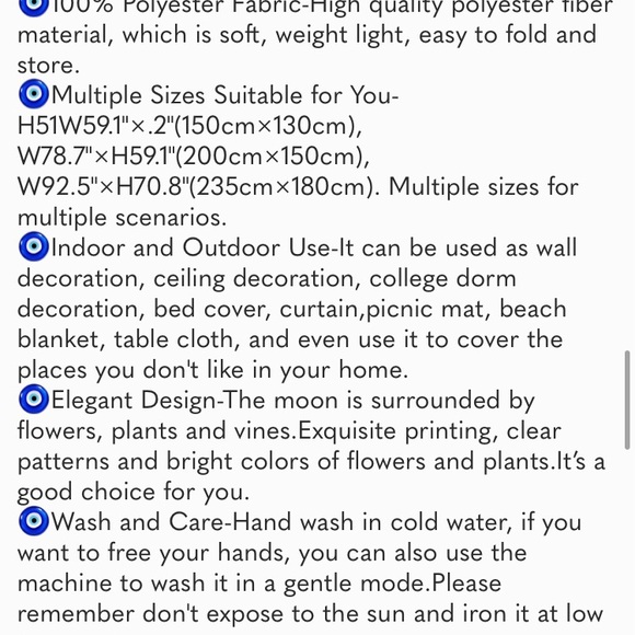 Moonlit Garden 51.2" x 59.1"Tapestry Moon Flower Tapestry Colorful Plant Decor - Picture 7 of 7